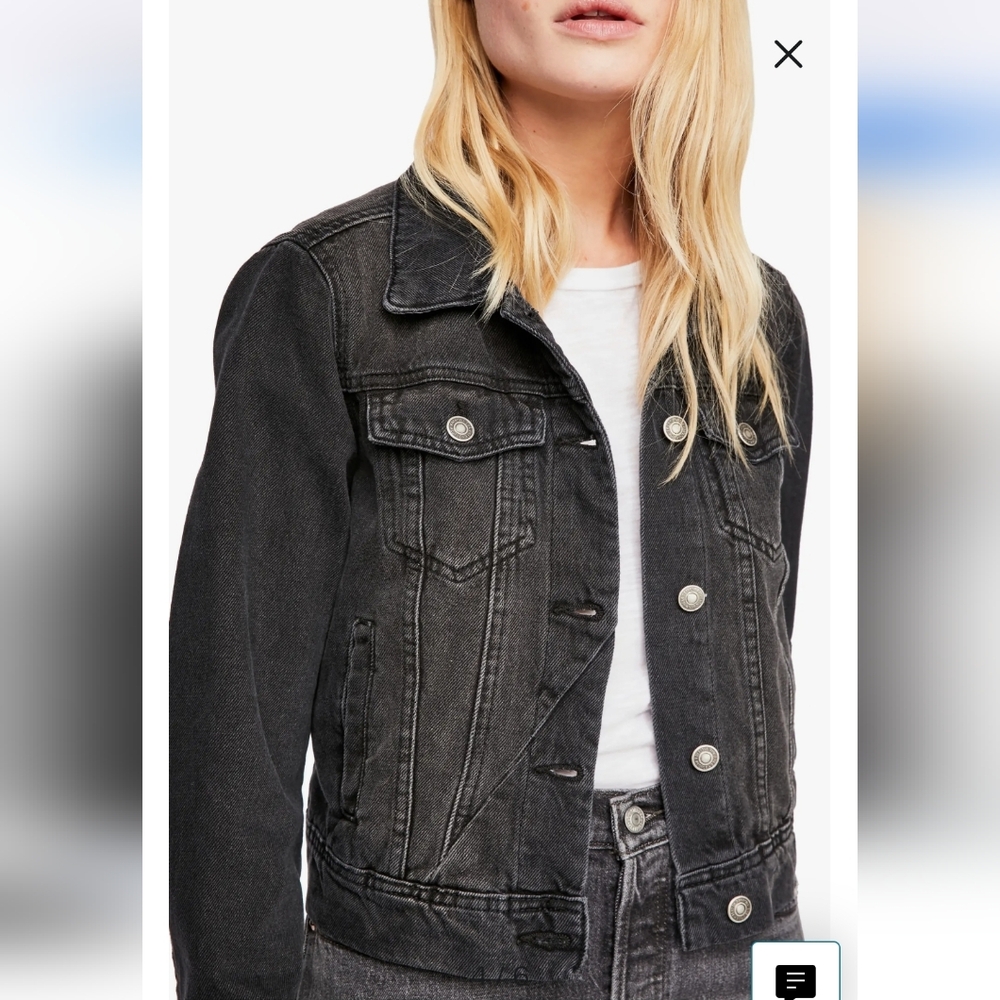 Like New Free People Rumors Women's Black Denim Jacket - Size Large